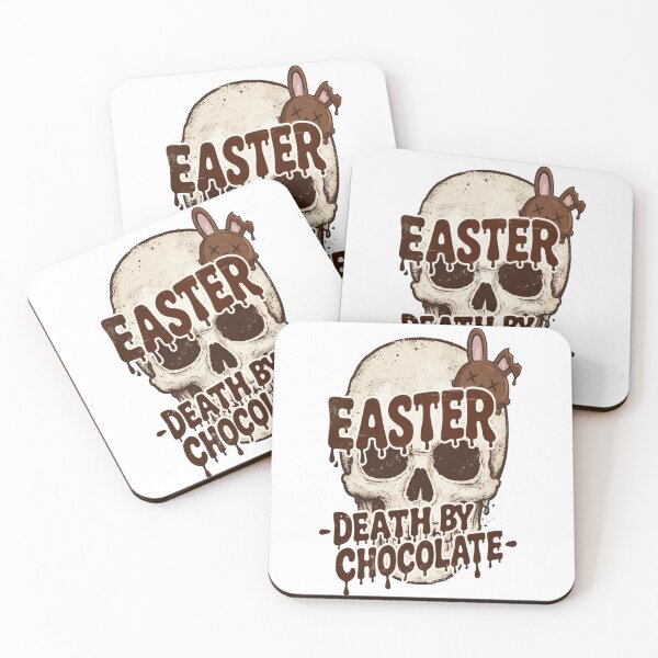 Item preview, Easter Skull With Melting Chocolate Text and Bunny — Death by Chocolate Horror Graphic Tee Design designed and sold by FireOrchid.