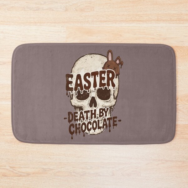 Item preview, Easter Skull With Melting Chocolate Text and Bunny — Death by Chocolate Horror Graphic Tee Design designed and sold by FireOrchid.