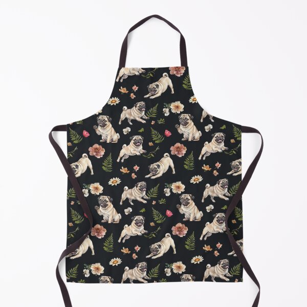 Item preview, Pug Dog Black Floral Pattern Throw Blanket designed and sold by candiscamera.