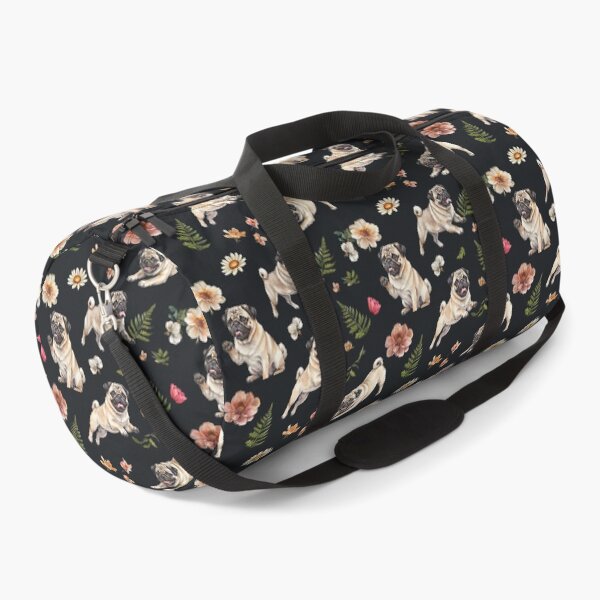 Item preview, Pug Dog Black Floral Pattern Throw Blanket designed and sold by candiscamera.