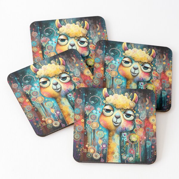 Item preview, Abstract fantasy llama with detailed patterns in bright colors designed and sold by WhimsyArt ○ Studio.