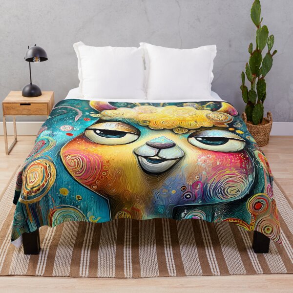 Item preview, Abstract fantasy llama with detailed patterns in bright colors designed and sold by WhimsyArt ○ byGTL.