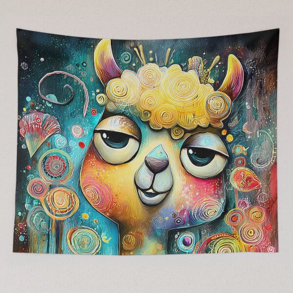 Item preview, Abstract fantasy llama with detailed patterns in bright colors designed and sold by WhimsyArt ○ byGTL.