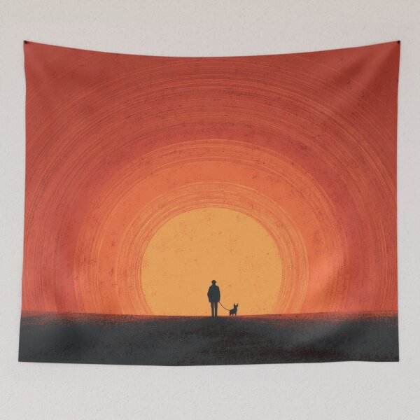 Item preview, Person and dog watch sunset together designed and sold by anytka.