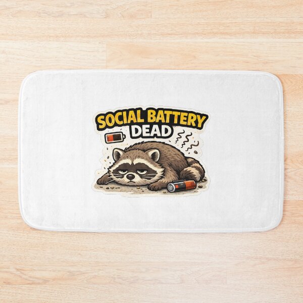 Item preview, Social Battery Dead Raccoon Funny Introvert Meme Sticker designed and sold by The-Ayms ⭐⭐⭐⭐⭐.