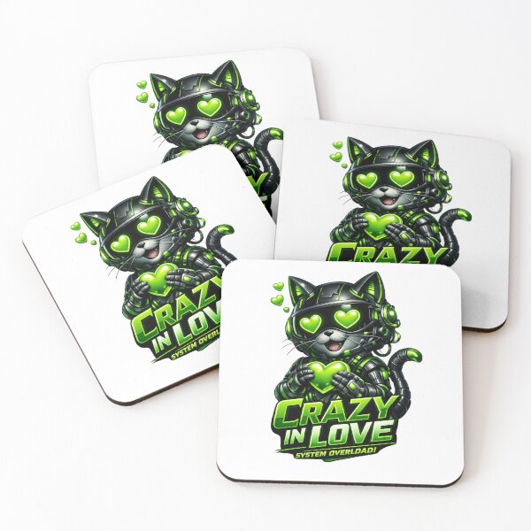 Item preview, Cyber Cat in Love – Crazy in Love System Overload Neon Design designed and sold by jerskie_12tribes.