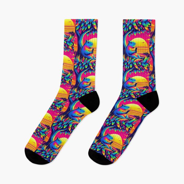 Artikelvorschau, Psychedelic Capybara – Neon Sunset Vibes entworfen und verkauft von Dogandesighn.