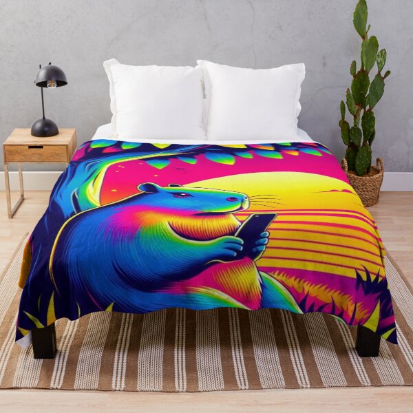 Artikelvorschau, Psychedelic Capybara – Neon Sunset Vibes entworfen und verkauft von Dogandesighn.