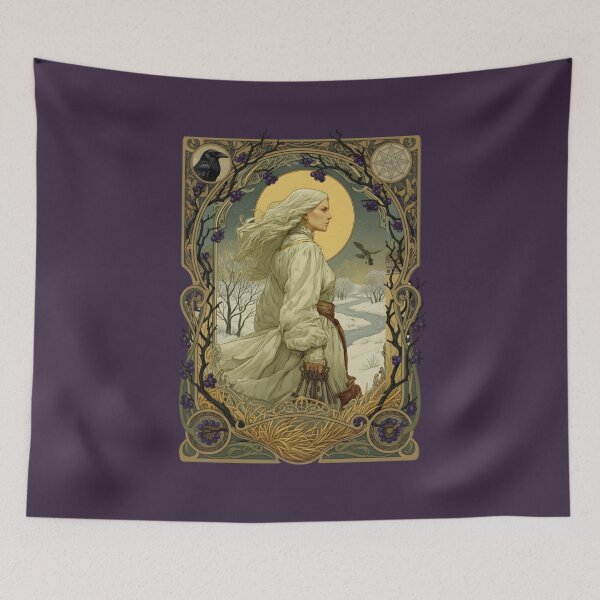Item preview, Marzanna Slavic Goddess of Winter - White Bride Folklore Art designed and sold by Lore&Lines Studio.