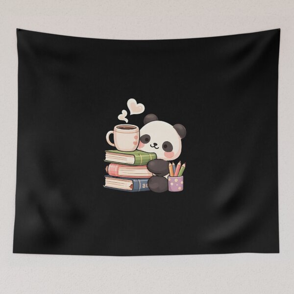 Item preview, Cute Study Panda and Coffee Break.Little Panda Bookworm with Hot Cocoa designed and sold by Trendora90.