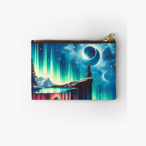 Item preview, Aurora Borealis Eclipse and Waterfall, Ai Generated Art   designed and sold by ACC .