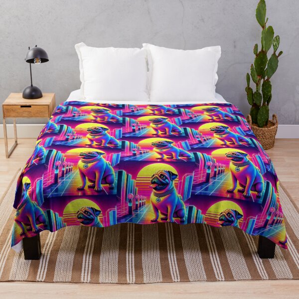 Item preview, Neon Pug – Synthwave Retro-Futuristic Design designed and sold by Dogandesighn.