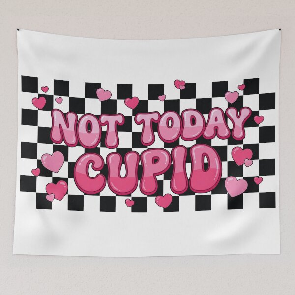 Item preview, Retro Pink Not Today Cupid Checkerboard designed and sold by DizzyShirts1.
