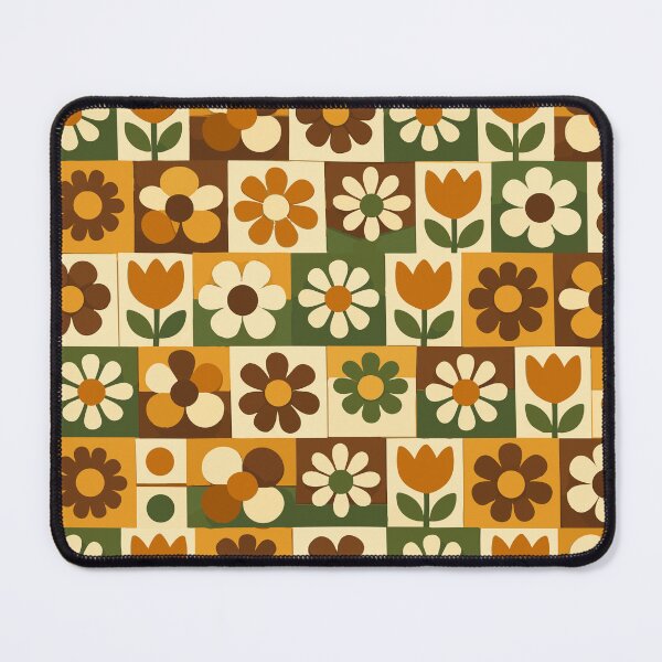 Item preview, Retro 70s Floral Mosaic Pattern - Earthy Mod Flower Grid designed and sold by DeeLulu.