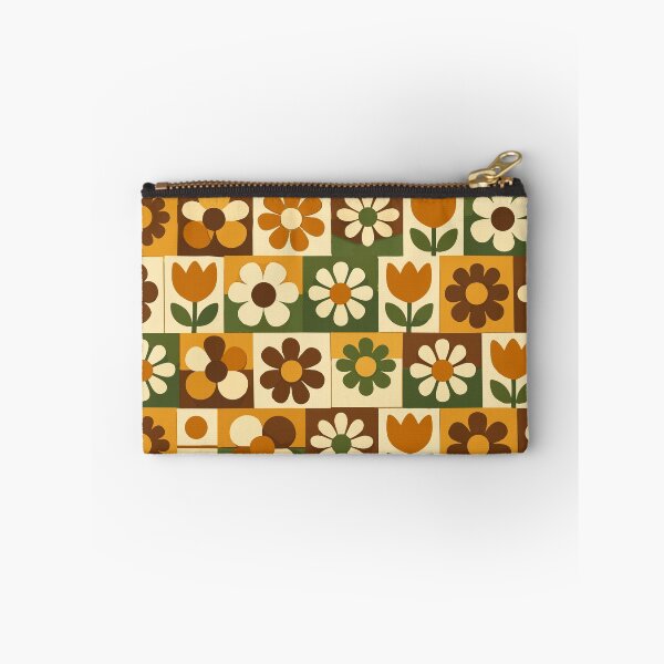 Item preview, Retro 70s Floral Mosaic Pattern - Earthy Mod Flower Grid designed and sold by DeeLulu.