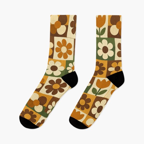 Item preview, Retro 70s Floral Mosaic Pattern - Earthy Mod Flower Grid designed and sold by DeeLulu.