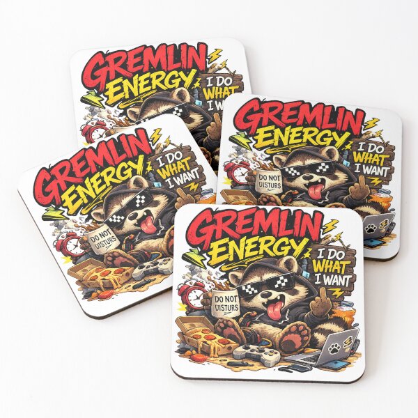 Item preview, Gremlin Energy Raccoon Funny Trash Panda Meme Sticker designed and sold by The-Ayms ⭐⭐⭐⭐⭐.