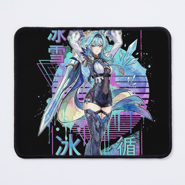 Item preview, Eula Lawrence Genshin Vaporwave Retro 80s Pink Teal Portrait designed and sold by Senpaiwaves.