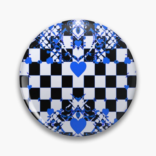 Item preview, Checkered Pattern With Symmetric Blue Hearts & Random Shapes designed and sold by CDPrintsDesigns.