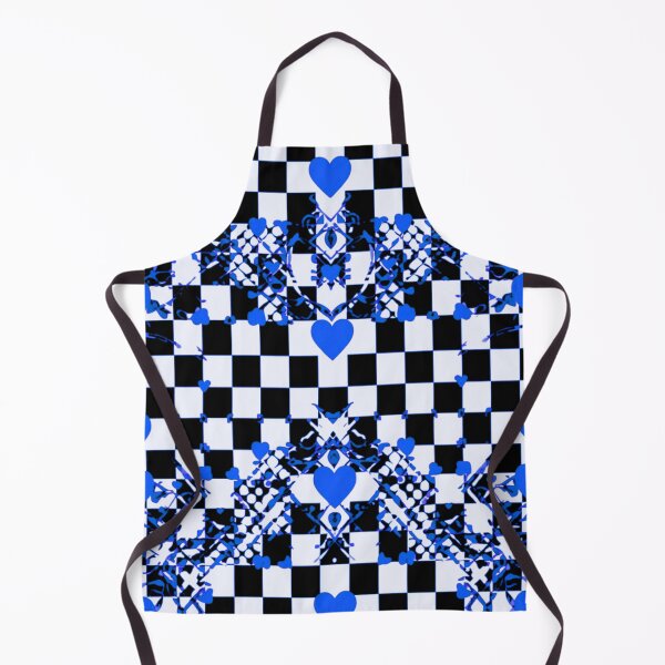 Item preview, Checkered Pattern With Symmetric Blue Hearts & Random Shapes designed and sold by CamilasPrints.