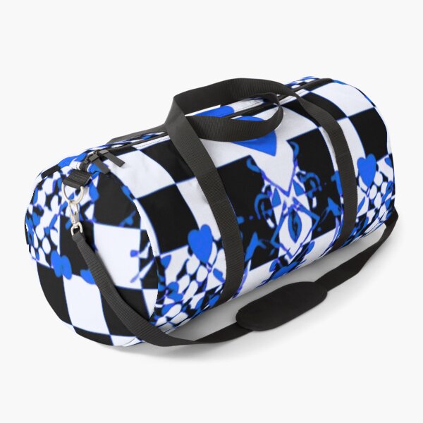 Item preview, Checkered Pattern With Symmetric Blue Hearts & Random Shapes designed and sold by CDPrintsDesigns.