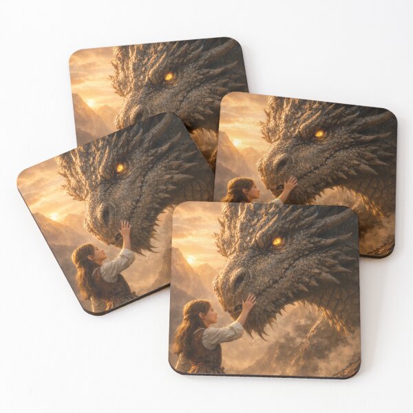 Item preview, Girl and Dragon Friendship – Magical Fantasy Dragon Companion Artwork designed and sold by DrakariArt.