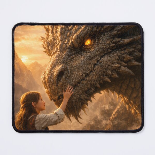 Item preview, Girl and Dragon Friendship – Magical Fantasy Dragon Companion Artwork designed and sold by DrakariArt.