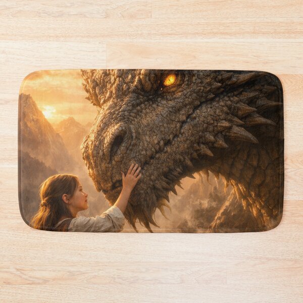 Item preview, Girl and Dragon Friendship – Magical Fantasy Dragon Companion Artwork designed and sold by DrakariArt.