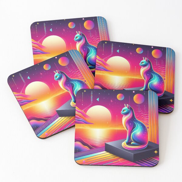 Item preview, Cosmic Cat – Neon Fantasy Landscape designed and sold by Dogandesighn.