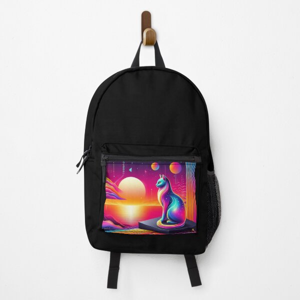 Item preview, Cosmic Cat – Neon Fantasy Landscape designed and sold by Dogandesighn.