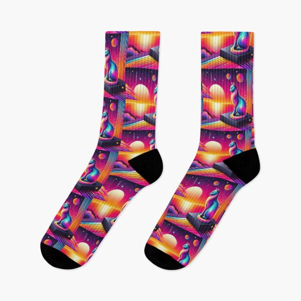 Item preview, Cosmic Cat – Neon Fantasy Landscape designed and sold by Dogandesighn.