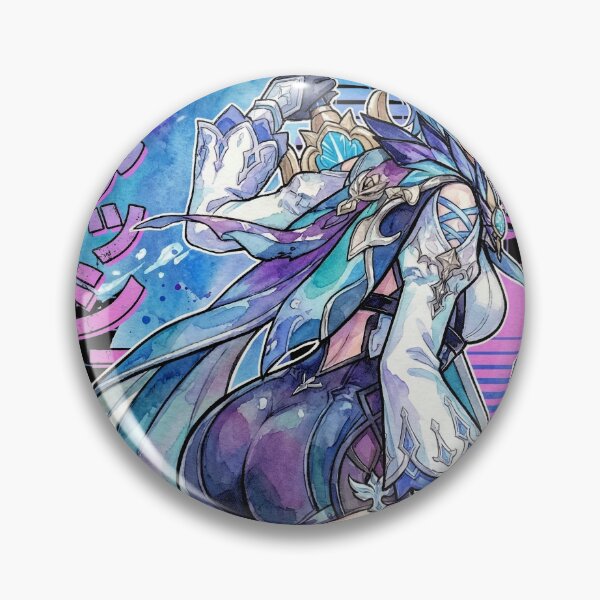Item preview, Genshin Eula Vaporwave Glitch Palm Sunset Neon Grid Art designed and sold by Senpaiwaves.