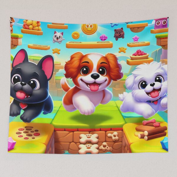 Item preview, Cute Platform Game Style Gamer Dogs Adventure designed and sold by AI-Only Creations.
