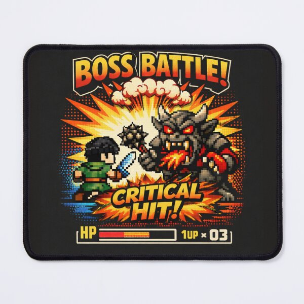 Item preview, Retro Pixel Boss Battle Critical Hit! designed and sold by BusteKit.