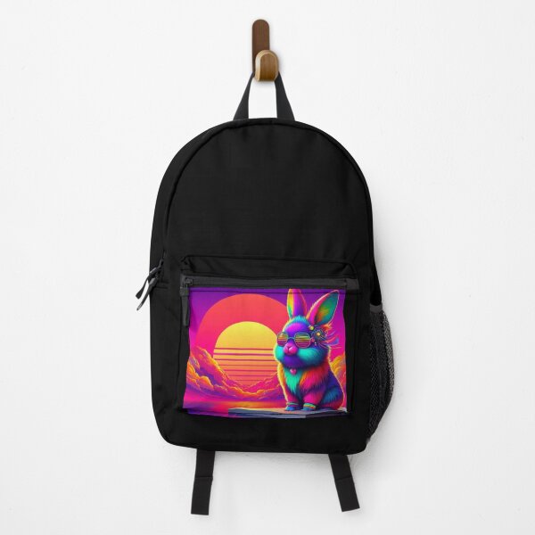 Item preview, Neon Sunset Bunny – Retro Synthwave Rabbit Art designed and sold by Dogandesighn.