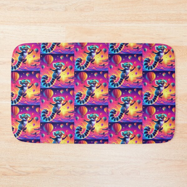 Item preview, Flying Lemur Adventure – Neon Fantasy Sky Illustration designed and sold by Dogandesighn.