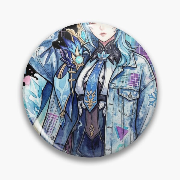 Item preview, Genshin Impact Eula Vaporwave Neon Japanese Text Overlay Design designed and sold by Senpaiwaves.
