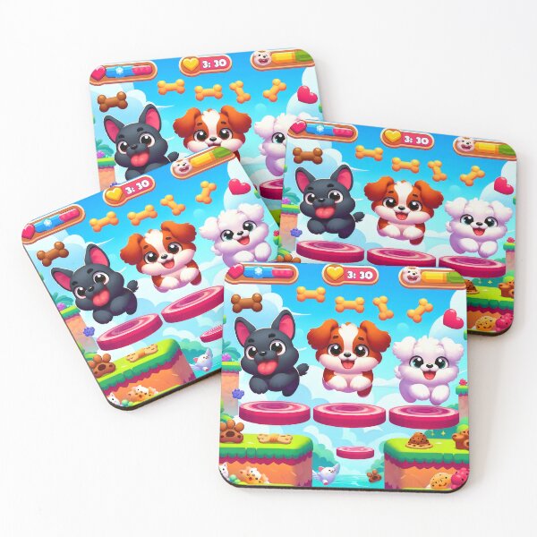 Item preview, Cute Mobile Game Style Jumping Gamer Dogs designed and sold by AI-Only Creations.