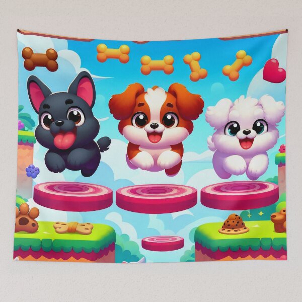 Item preview, Cute Mobile Game Style Jumping Gamer Dogs designed and sold by AI-Only Creations.