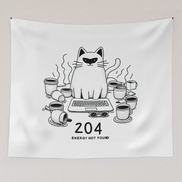 Item preview, Cat Programmer with Coffee Cups – 404 Energy Not Found Funny Coding Design designed and sold by Mitaudesign.