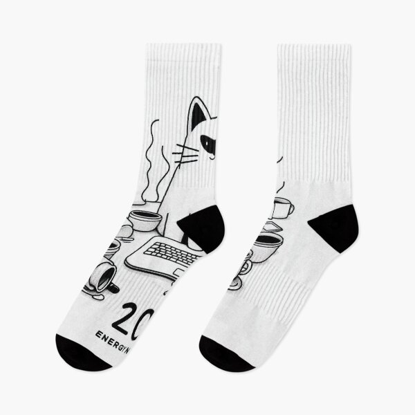Item preview, Cat Programmer with Coffee Cups – 404 Energy Not Found Funny Coding Design designed and sold by Mitaudesign.