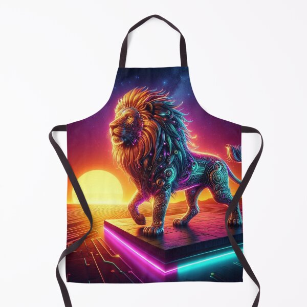 Item preview, Neon Cyber Lion – Vibrant Fantasy Illustration designed and sold by Dogandesighn.