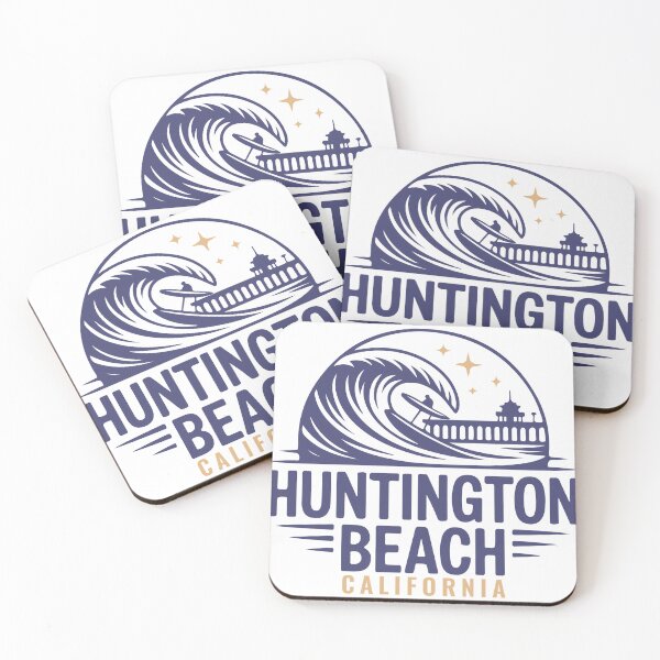 Item preview, Huntington Beach California Vintage Surf Wave Pier Sticker designed and sold by PixelWaveBD.