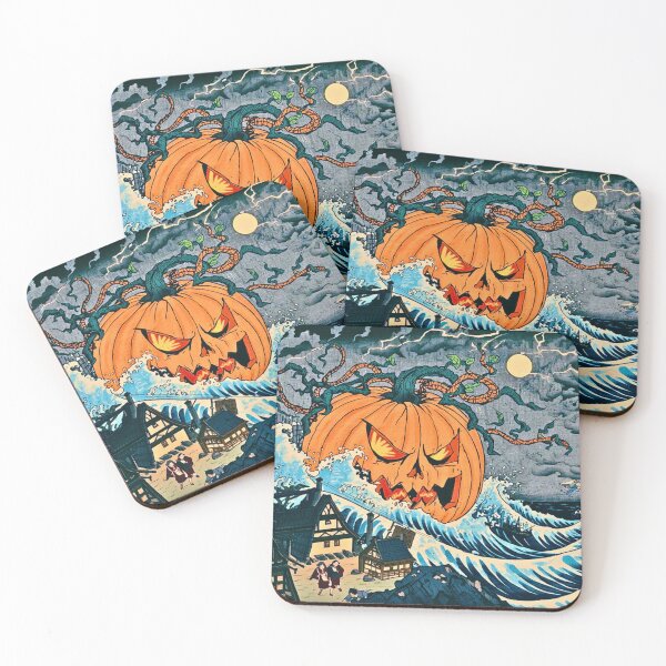Item preview, Modern Ukiyo-e Japanese Art: Giant Pumpkin Kaiju Monster Great Wave designed and sold by Vandy Fullam.