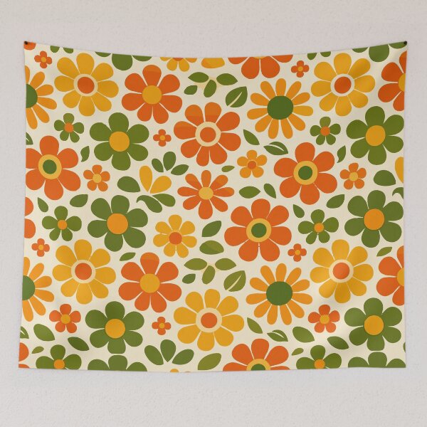 Item preview, Retro Sunny Daisy Meadow - 70s Floral Ditsy Pattern designed and sold by DeeLulu.
