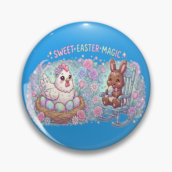 Item preview, Sweet Easter Magic Bunny And Hen With Painted Eggs In Pastel Floral Spring Scene designed and sold by FireOrchid.