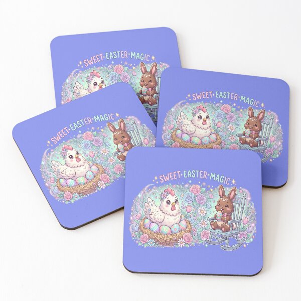 Item preview, Sweet Easter Magic Bunny And Hen With Painted Eggs In Pastel Floral Spring Scene designed and sold by FireOrchid.