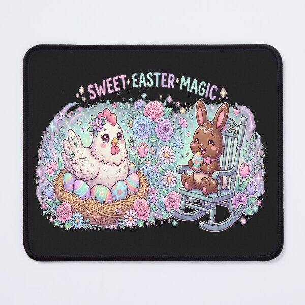 Item preview, Sweet Easter Magic Bunny And Hen With Painted Eggs In Pastel Floral Spring Scene designed and sold by FireOrchid.