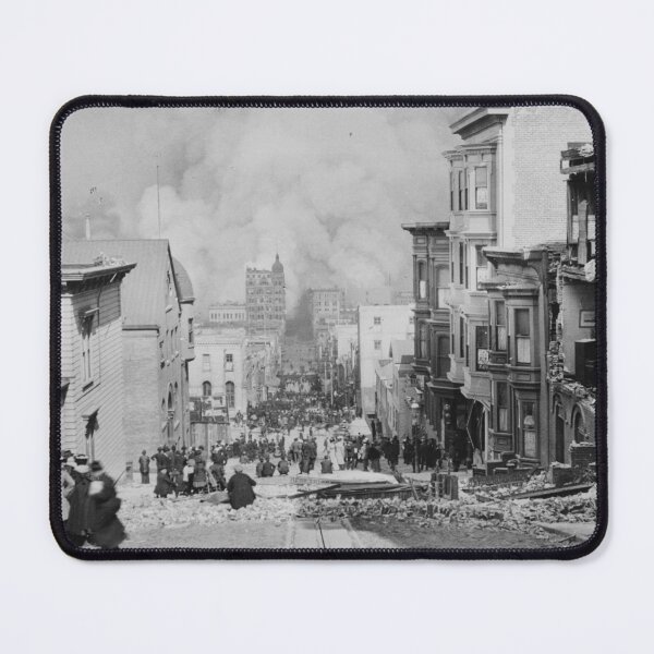Item preview, Vintage 1906 San Francisco Earthquake and Fire, Sacramento Street black and white photograph poster art print designed and sold by Astrid Arkhangelsky.