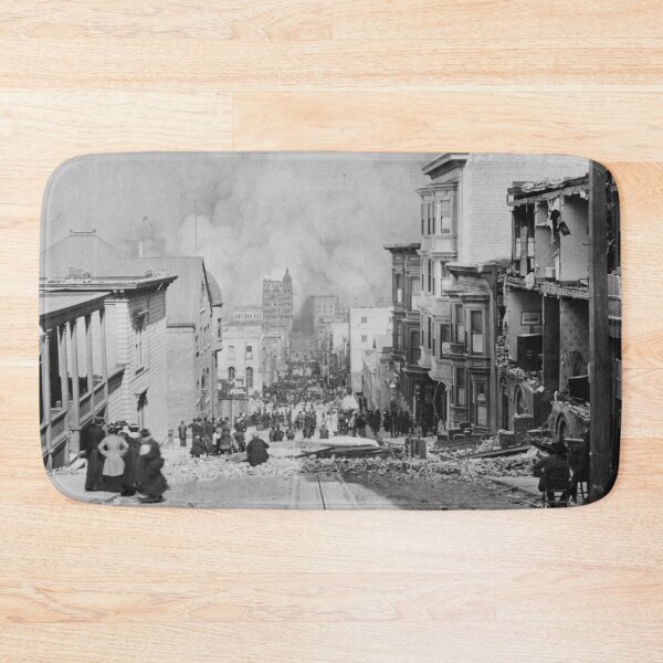 Item preview, Vintage 1906 San Francisco Earthquake and Fire, Sacramento Street black and white photograph poster art print designed and sold by Astrid Arkhangelsky.